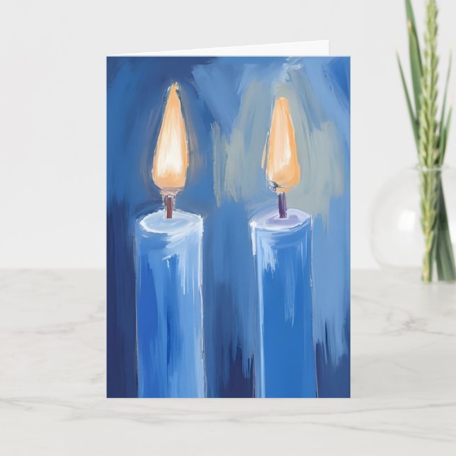 Tarjeta Festiva Velas azules de Janucá (Anverso)