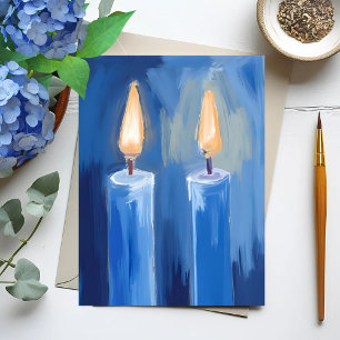Tarjeta Festiva Velas Azules de Janucá