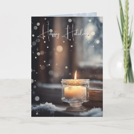 Tarjeta Festiva Velas brillantes En La Nieve