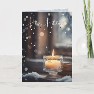 Tarjeta Festiva Velas brillantes En La Nieve