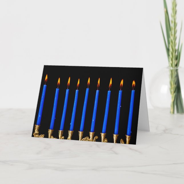 Tarjeta Festiva Velas de Jánuca Chanukah Hanukah Hannukah Menorah (Anverso)