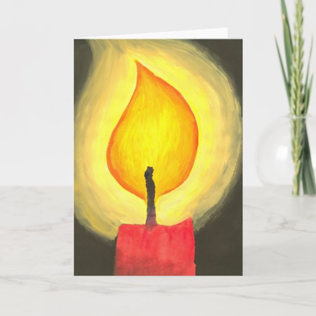 Tarjeta Festiva velas de navidades, pintura acuarela (Anverso)