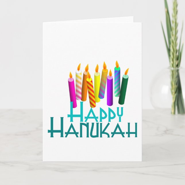 Tarjeta Festiva Velas de Rainbow Hanukah (Anverso)