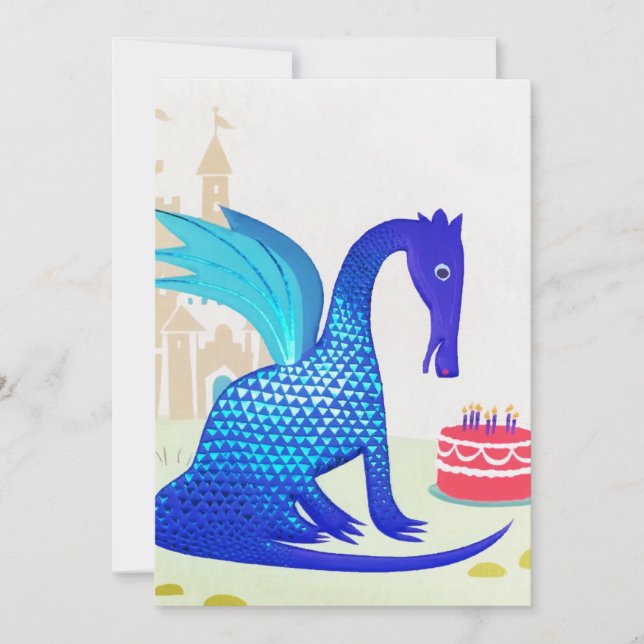 Tarjeta Festiva Velas de torta de cumpleaños para bebé de dragón a (Anverso)