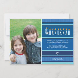 Tarjeta Festiva Velas Hanukkah a rayas