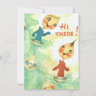 Tarjeta Festiva Velas navideñas cutáneas que dicen hola