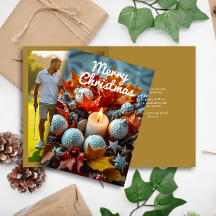 Tarjeta Festiva Velas para Navidades de golf ・ Oro de foto familia