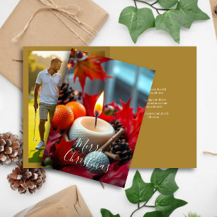 Tarjeta Festiva Velas para Navidades de golf ・ Oro de foto familia