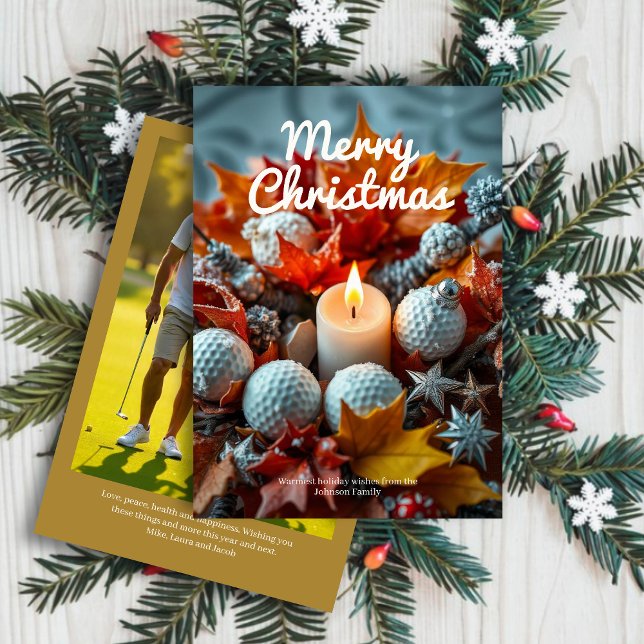 Tarjeta Festiva Velas para Navidades de golf ・ Oro de foto familia (Subido por el creador)