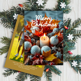 Tarjeta Festiva Velas para Navidades de golf ・ Oro de foto familia