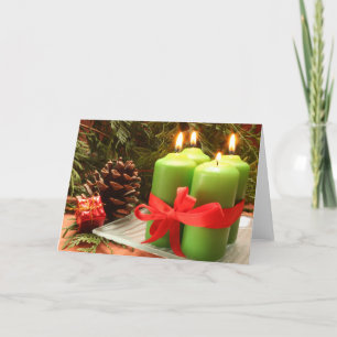 TARJETA FESTIVA VELAS Y ÁRBOL DEL DÍA DE FIESTA
