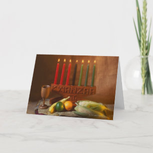 Tarjeta Festiva Velas y comida de Kwanzaa