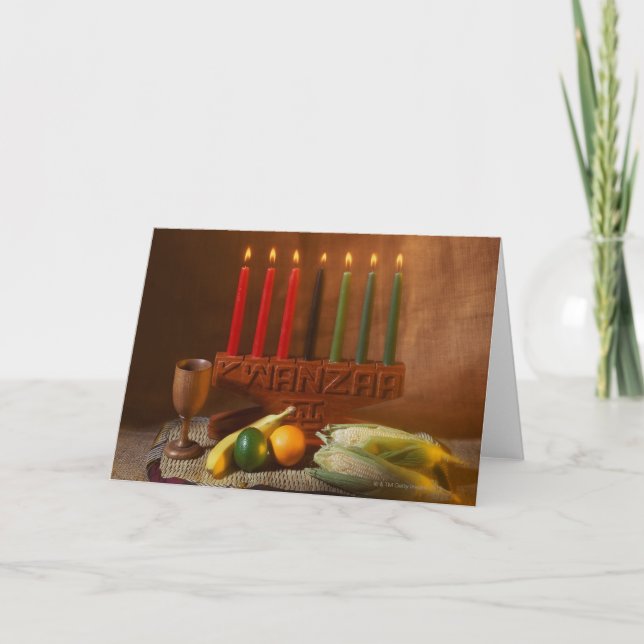Tarjeta Festiva Velas y comida de Kwanzaa (Anverso)