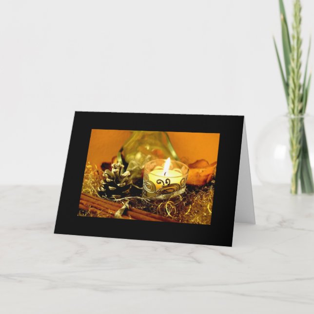 Tarjeta Festiva Velas y Pinecone elegantes (Anverso)
