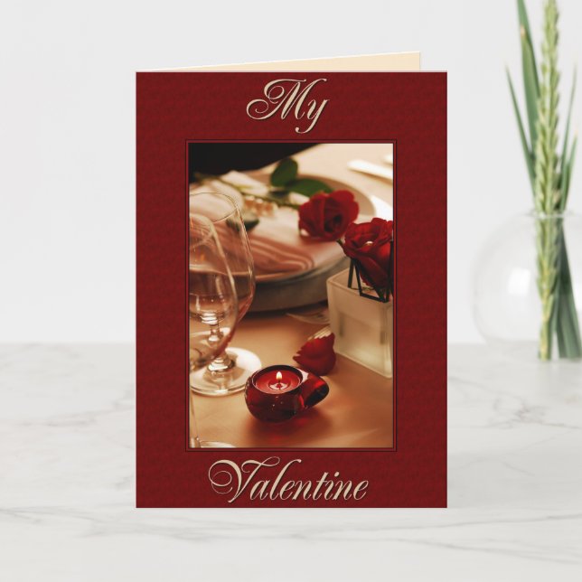 Tarjeta Festiva Velas y Rosas Valentine (Anverso)