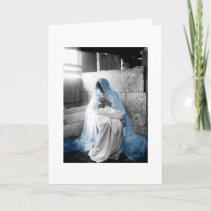 Tarjeta Festiva Velo azul madre Mary & Child