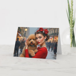 Tarjeta Festiva Velvet The Poodle Holiday Card