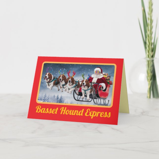 Tarjeta Festiva Venado Basset Hound (Anverso)