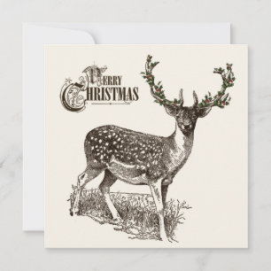 Tarjeta Festiva venado de navidades de invierno