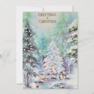 Tarjeta Festiva Venado de venado en la nieve