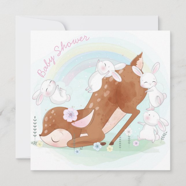 Tarjeta Festiva Venado y conejitos (Anverso)