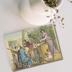 Tarjeta Festiva Vendimia de uva de moda y de agradecimiento