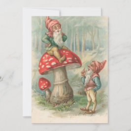 Tarjeta Festiva Vendimia navideña sentada en un hongo