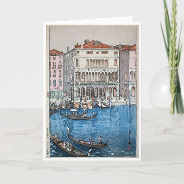 Tarjeta Festiva Venecia, Hiroshi Yoshida, Woodcut (Anverso)