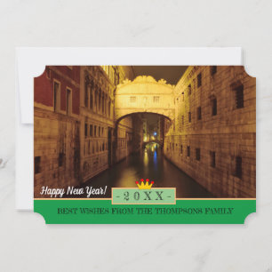 Tarjeta Festiva Venecia y Año Nuevo Feliz Tarjeta/arquitectura de 