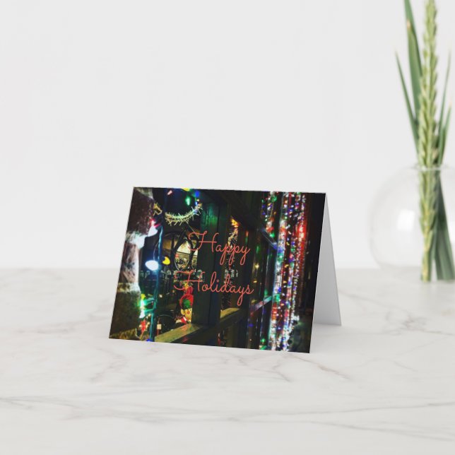 Tarjeta Festiva Ventana Almacén de navidades (Anverso)