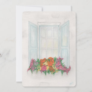 Tarjeta Festiva Ventana con caja de flor