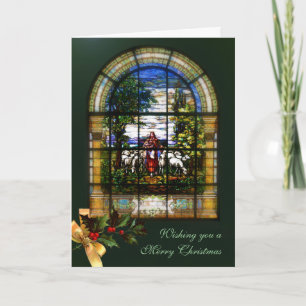 TARJETA FESTIVA VENTANA DE IGLESIA - NAVIDADES LAMB