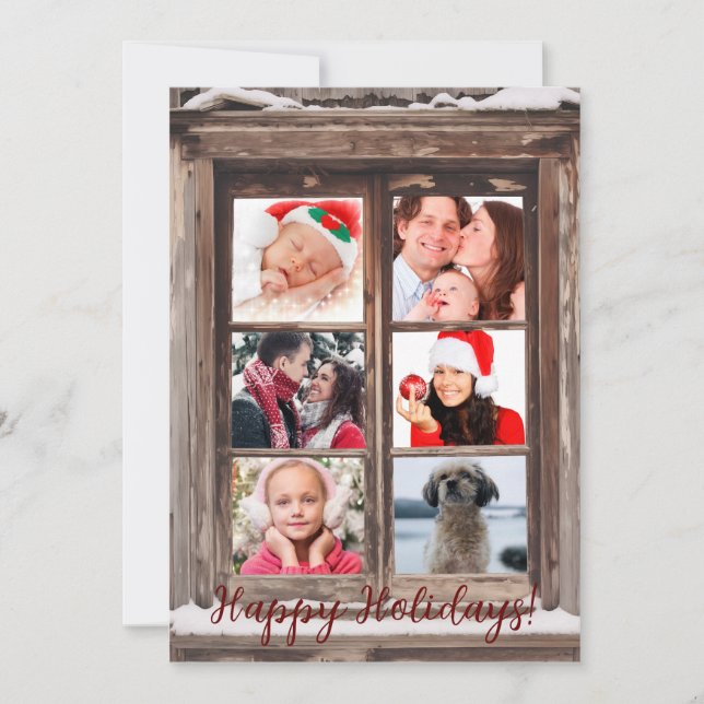Tarjeta Festiva Ventana de invierno de Holiday Farmhouse 6 Imagen (Anverso)