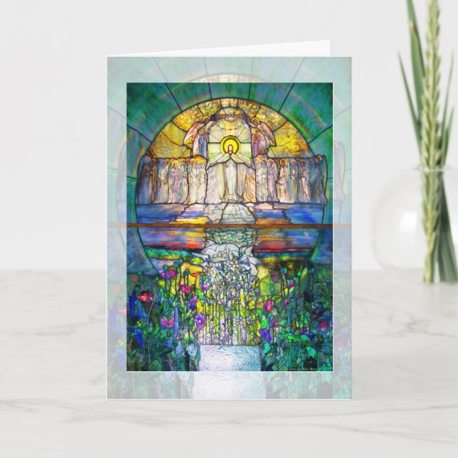 Tarjeta Festiva Ventana de vidrio manchado de Pascua (Anverso)
