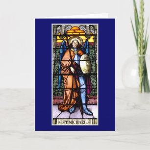 Tarjeta Festiva Ventana de Vidrio Pintado de San Miguel El Arcánge