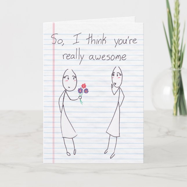 Tarjeta Festiva Ver a la figura Chica al Chica Valentine (Anverso)