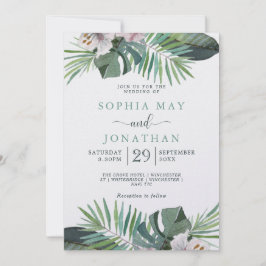 Tarjeta Festiva Verano de palmera de Boda Rústico Tropical