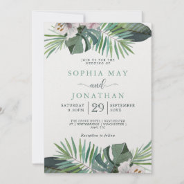 Tarjeta Festiva Verano de palmera de Boda Rústico Tropical