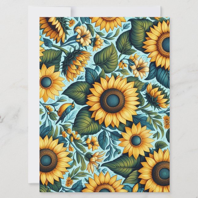 Tarjeta Festiva Verano/girasol/ave (Anverso)