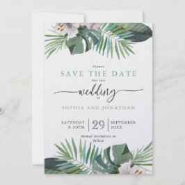 Tarjeta Festiva Verano tropical ruso salva la fecha