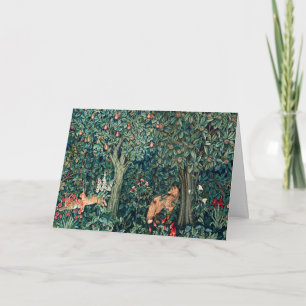 Tarjeta Festiva VERDAD, ANIMALES FORESTALES Hares, Fox, Floral Ver