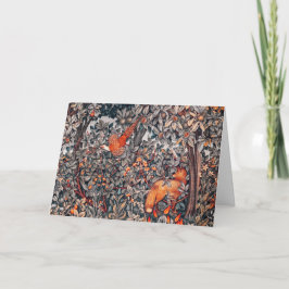 Tarjeta Festiva VERDAD, ANIMALES FORESTALES Pheasant, Red Fox, Flo