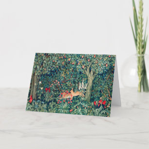 Tarjeta Festiva VERDAD,OJOS DE ANIMALES FORESTALES,Floral verde