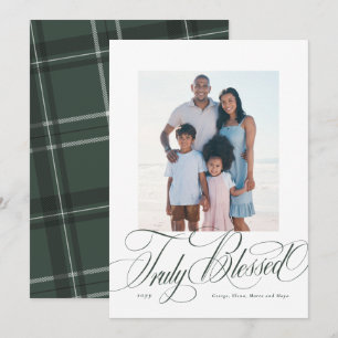 Tarjeta Festiva Verdaderamente bendita foto religiosa verde de Nav