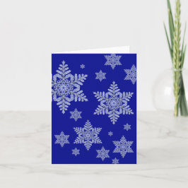 Tarjeta Festiva Verdadero copo de nieve en azul profundo