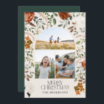 Tarjeta Festiva Verde 3 foto arco rústico elegante botánico<br><div class="desc">Negro,  natural,  verde sabio y terracota floral floral elegante arco multi 3 foto Feliz Navidad tarjeta de vacaciones.</div>