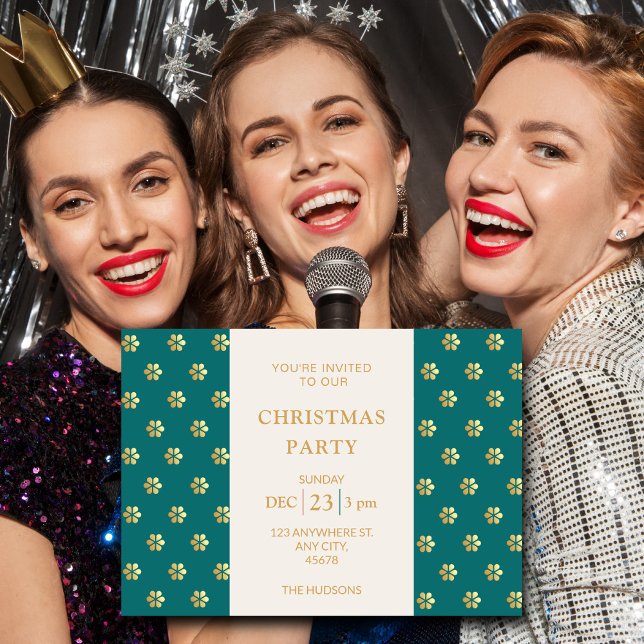 Tarjeta Festiva Verde azulado moderno festivo + Fiesta de Navidade (Subido por el creador)