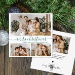 Tarjeta Festiva Verde blanco simple 3 Navidades de Collage de foto<br><div class="desc">Elegante, sencillo, con caligrafía manuscrita blanco y verde de 3 Collages de fotos con tarjeta navideña de escritura navideña. Esta festividad, minimalista plantilla de tres (3) fotos de tarjetas de vacaciones presenta un bonito collage de fotos y dice "¡Feliz Navidad!". El texto de bienvenida de "Feliz Navidad" está escrito en...</div>