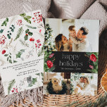 Tarjeta Festiva Verde Botánico Mínimo Moody Gray 3 Foto<br><div class="desc">Esta colección cuenta con flores de color agua rojo,  bayas y vegetación de invierno con tipografía moderna y elegante,  con un patrón botánico de invierno.</div>