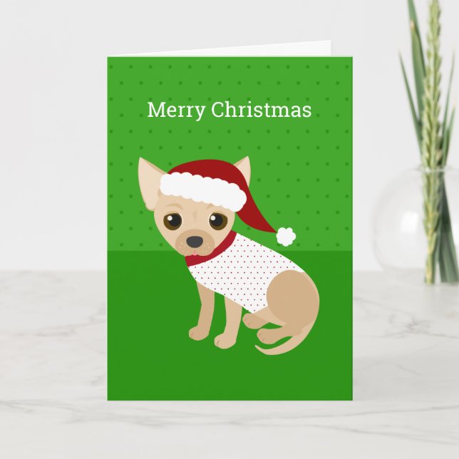 Tarjeta Festiva Verde de Santa Chihuahua (Anverso)